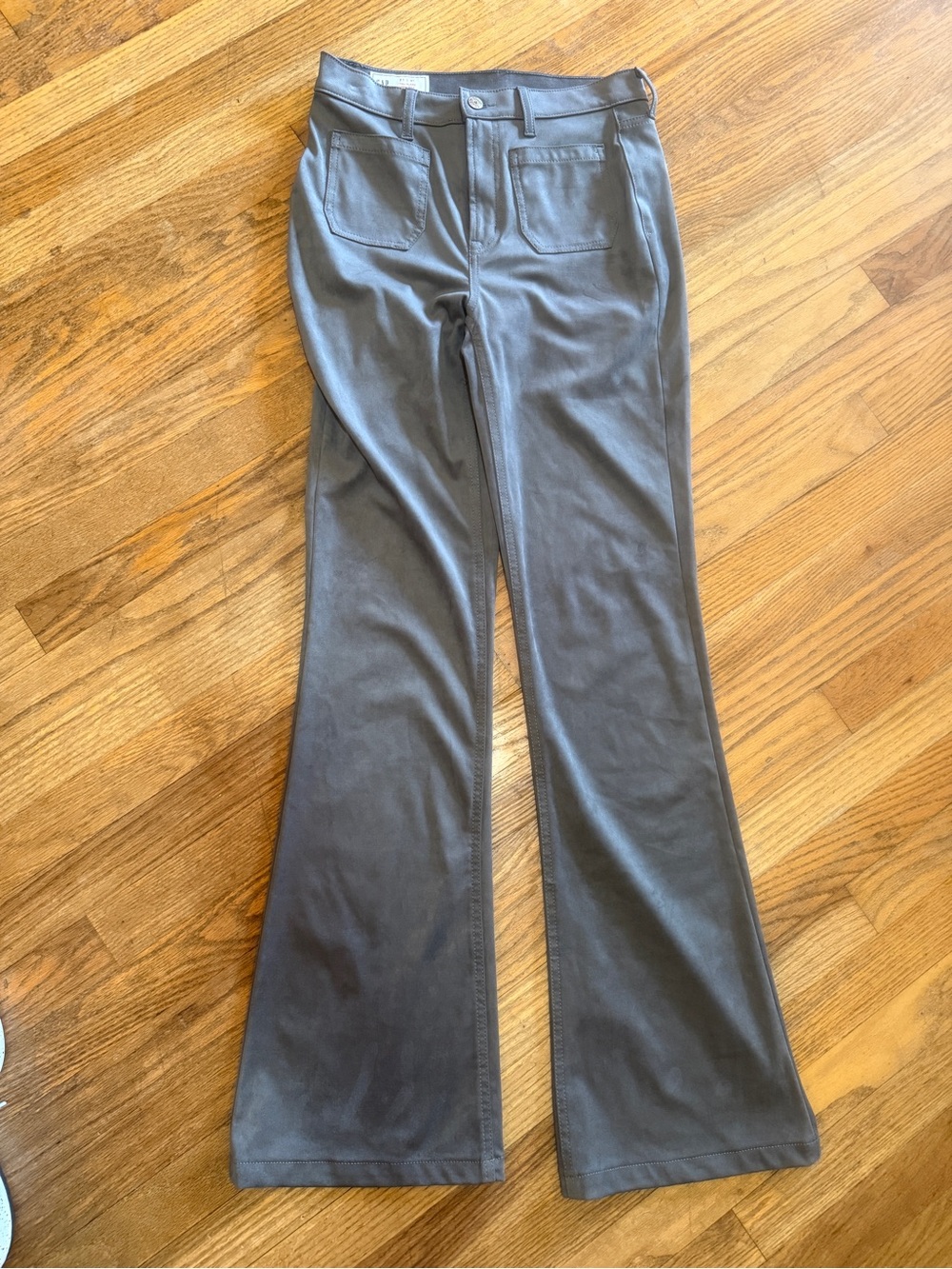 Gap High Rise Vegan Suede 70s Flare Jeans Grey